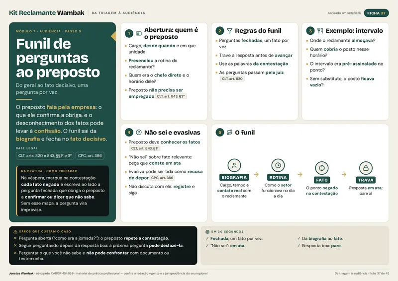 Ficha 37 — Funil de perguntas ao preposto